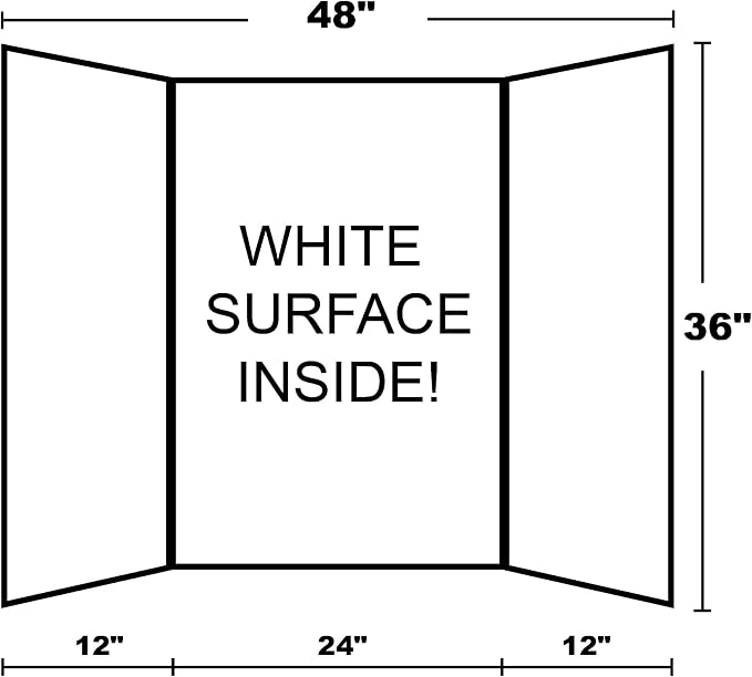 BAZIC Products White Tri-Fold Presentation Board, 36 x 48 in, Corrugated, for Science Fair Displays, 2 Pack