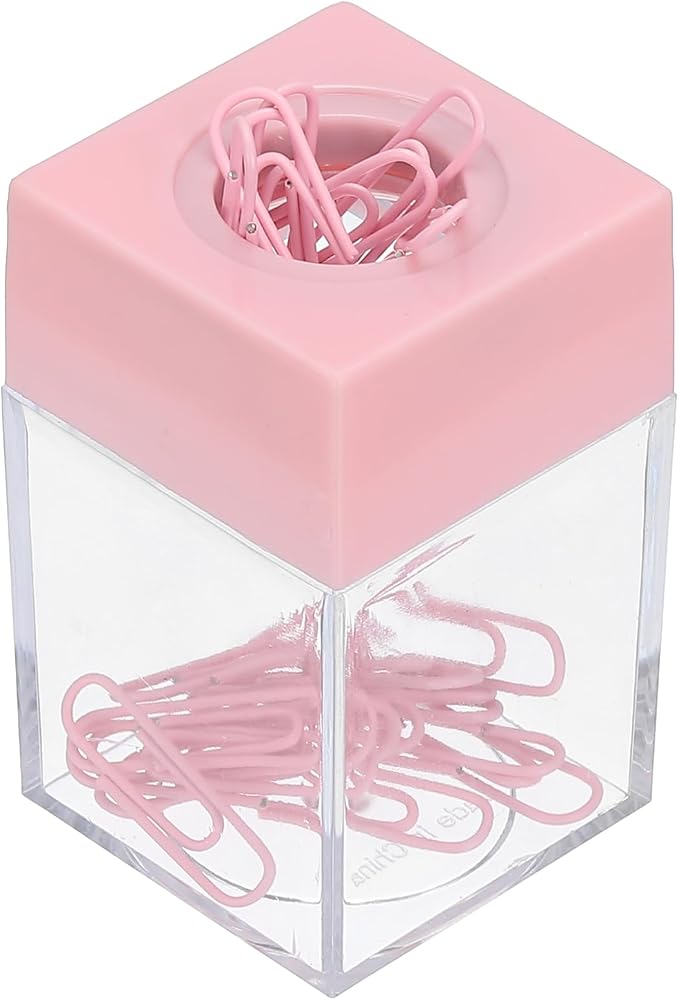 PATIKIL Magnetic Paper Clip Holder Dispenser, Large Capacity Paper Clip Organizers with Magnetic Top for Desk Supplies, Office, Classroom, Home, Pink