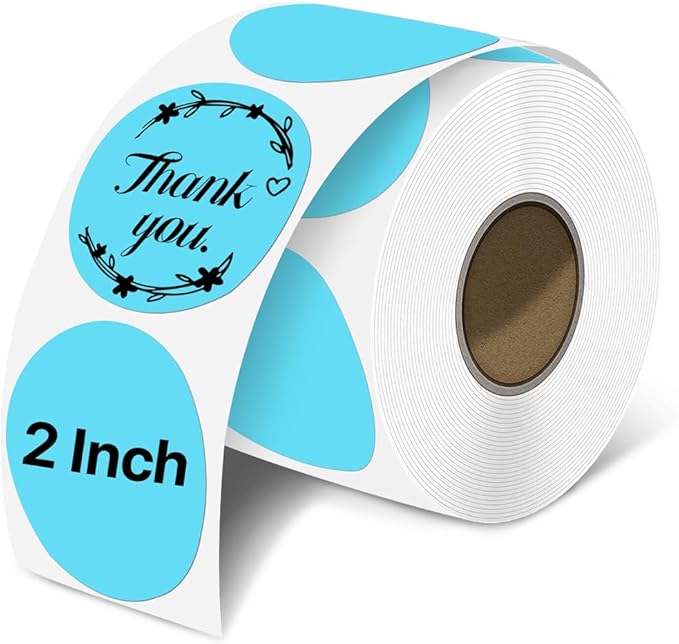 iEager 2 Inch Round Thermal Labels, Circle Thermal Printer Stickers, Durable Circular Label Printer Sticker for Business, Logo, Gift, 500 Labels/Roll, Blue
