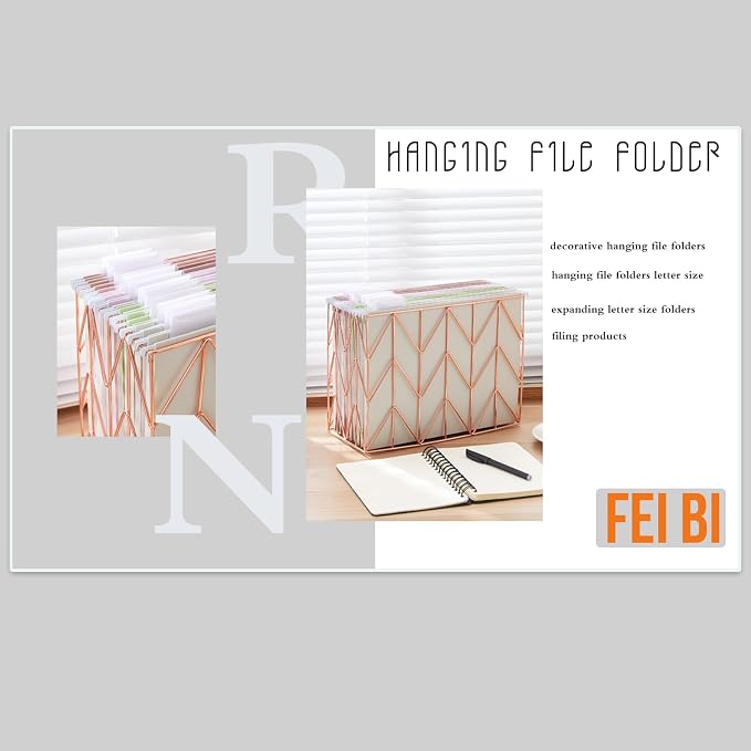 12 piece Hanging Color Folder, Cute File Cabinet Storage Box, Decorative Hanging Letter Sized Folder, 1/5 Cut Adjustable Label Decoration for Home Office, School Classroom, 4 Colors
