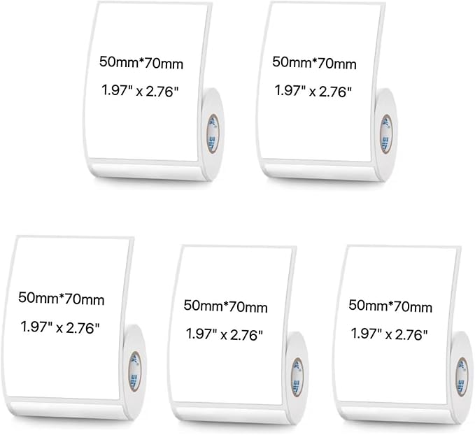 White Thermal Labels Compatible with Phomemo, Marklife for Barcode, Price Tags, Shipping & Logo Design (5, 1.97" x2.76" 110pcs/Roll)