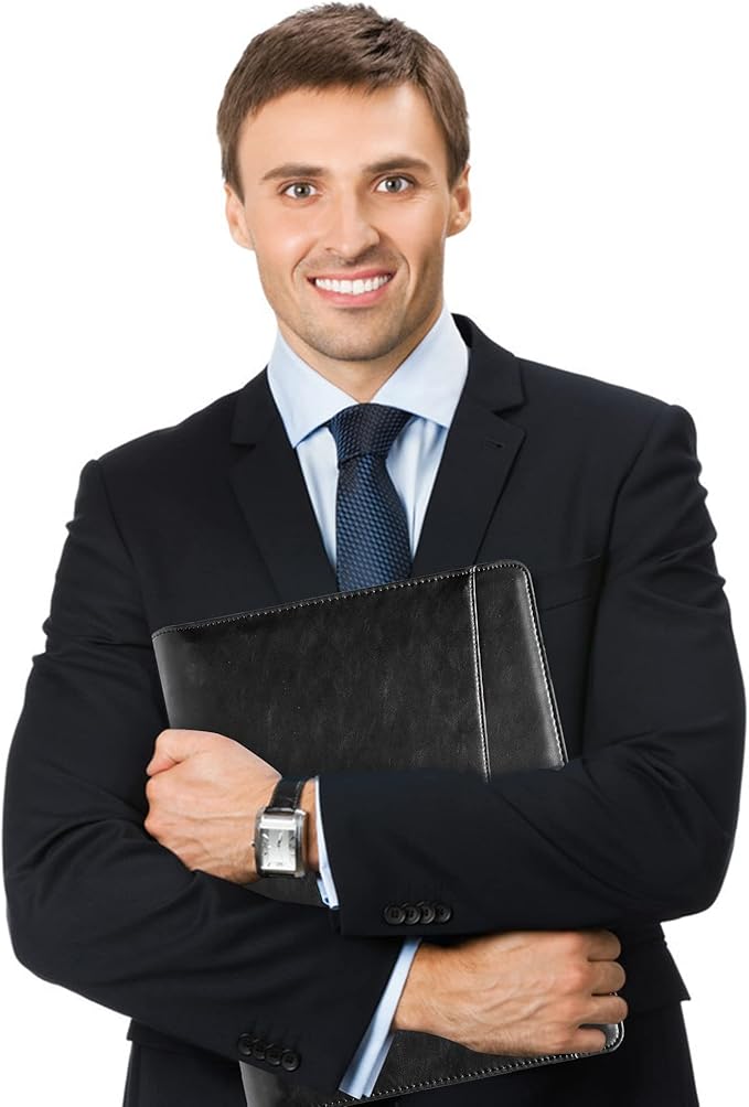 Calfinder Personalized Portfolio for Women&Men, Free Name Engrave,Customized Leather Padfolio with Logo or Name, Business Portfolio with A4 Writing Pad Holder for Resume,Interview