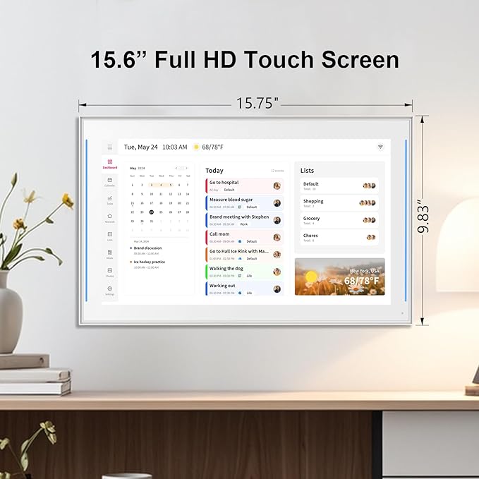 Akimart Calendar: 15.6 inch Wall Planner Digital Calendar & Chore Chart With LED Reminder, Smart Touchscreen Interactive Display for Family Schedules, Hearth Display Digital Calendar, Great for Organizing Your 2026 Year
