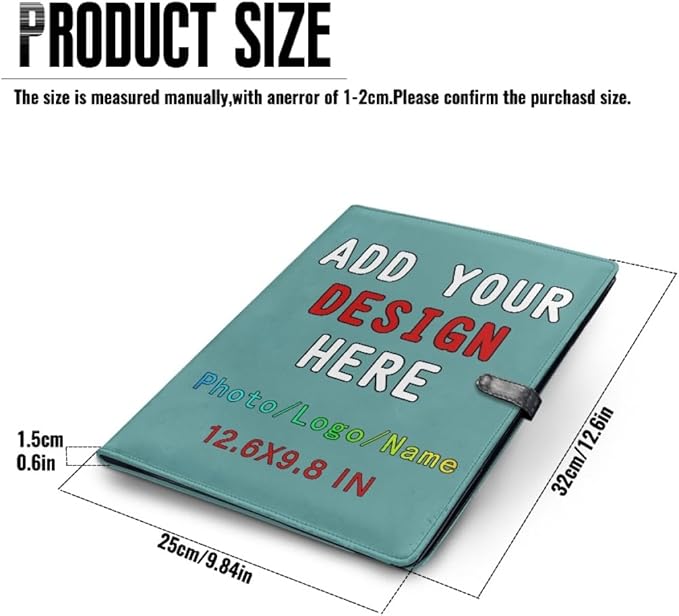 Personalized Padfolio with Logo, Custom Business Portfolio with A4/US Letter Writing Pad Holder for Resumes and Interviews, CadetBlue