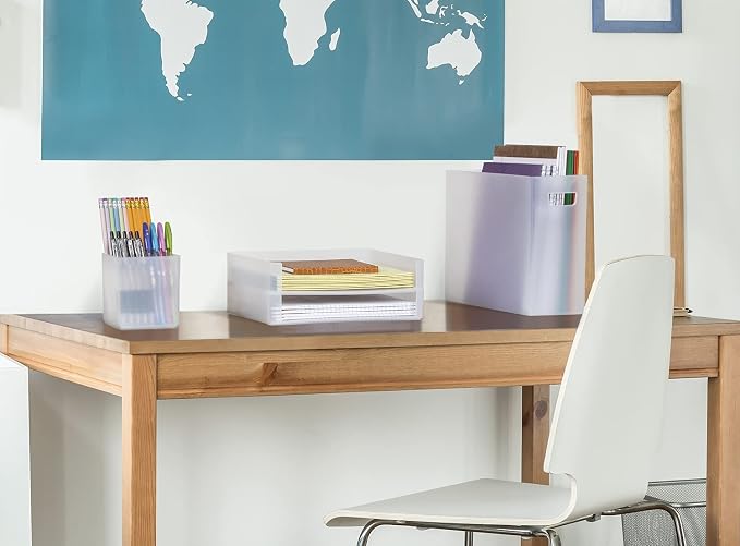 Sorbus Desk Organizer Set for Office Supplies & Home Accessories, Paper File Organization Box, Stackable Letter Tray, File, Pen Organizers, Great for Desktop, Workstation, Classroom, Plastic