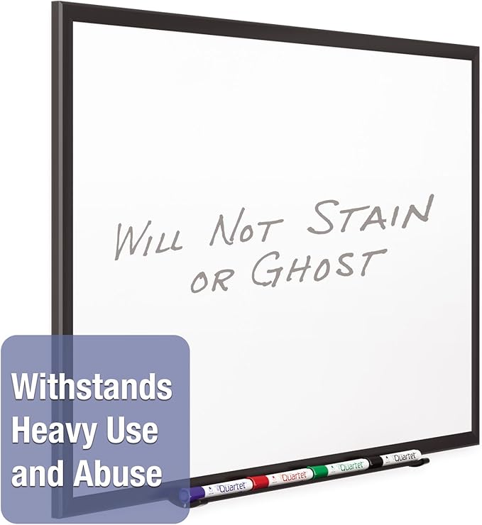 Quartet Magnetic Porcelain Whiteboard, 5' x 3' White Board, Premium, Duramax, Black Aluminum Frame (2545B)