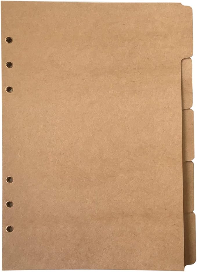 Index Tabs for A5/A6 6-Holes Cover Round Ring View Binder File Folder Loose Leaf Sheet Protectors Binder Cover Protector (Kraft Paper, A5/21cm*15cm/8.5 Inch)