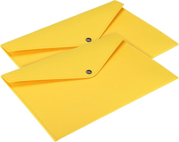PATIKIL File Bag Felt Folder 2 Pack A4 Envelope Document Storage Pouch Organizer for Office Business, Yellow