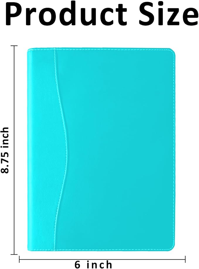 Padfolio Binder A5 Document Organizer with Refillable Lined Notepad, Junior Size Folder Portfolio for Men Women,Columbia Blue