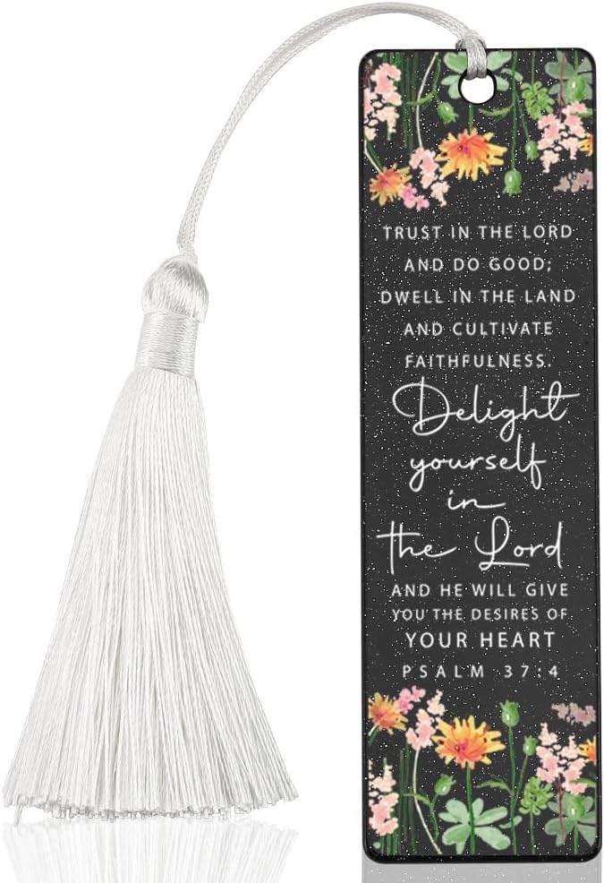 Christian Trust and Delight Bookmark, Inspirational Gift for Believers, Uplifting Gift for Spiritual Readers, Spiritual Bookish Present, Unique Floral & Scripture Design Bookmark, WCB65