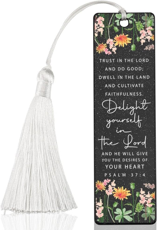 Christian Trust and Delight Bookmark, Inspirational Gift for Believers, Uplifting Gift for Spiritual Readers, Spiritual Bookish Present, Unique Floral & Scripture Design Bookmark, WCB65