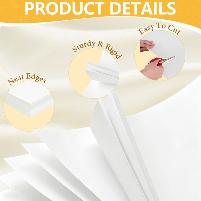 50 Pack White Poster Board, 13.5" x 17.5" Heavy-Weight Blank Poster Board Bulk, Thick Poster Board Paper for School, Classroom Supplies, Display, Art Crafts, Drawing, Presentations, Science Projects
