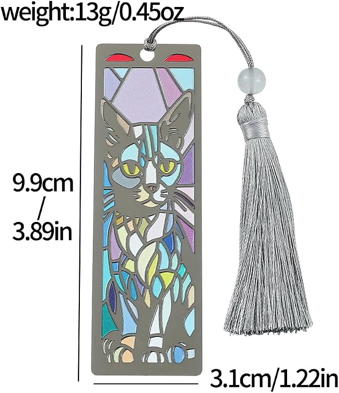 Vibrant Windowsill Cat Bookmark with Tassel - Exquisite Brass Bookmark for Book Lover Gifts, Reading Supplies Books Accessories Gifts for Friends