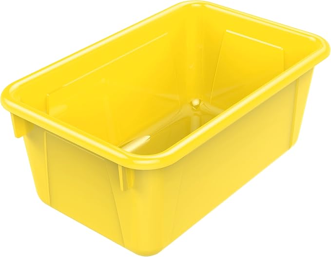 Storex Small Cubby Bins – Plastic Storage Containers for Classroom, 12.2 x 7.8 x 5.1 inches, Class Yellow, 5-Pack (62418A05C)