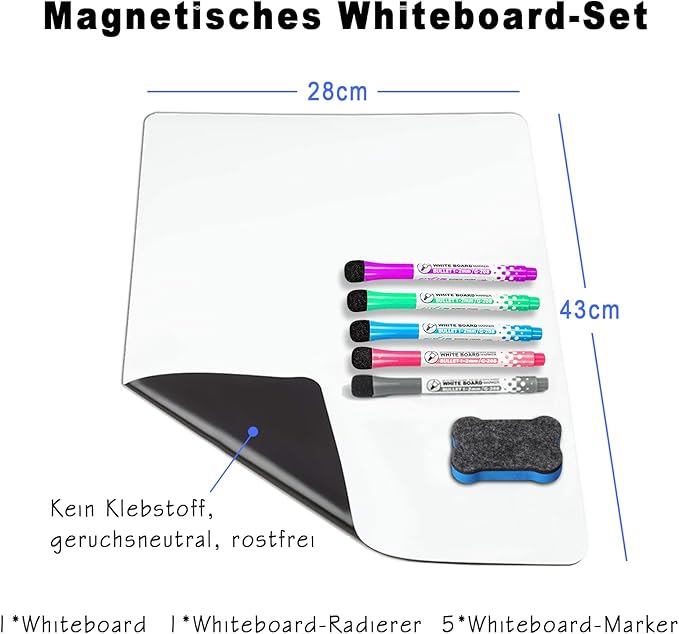 INMORVEN Small White Board Dry Erase Menu Planner, Magnetic Whiteboard for Fridge Grocery List, Refrigerator White Boards to Do List, with Markers and Eraser
