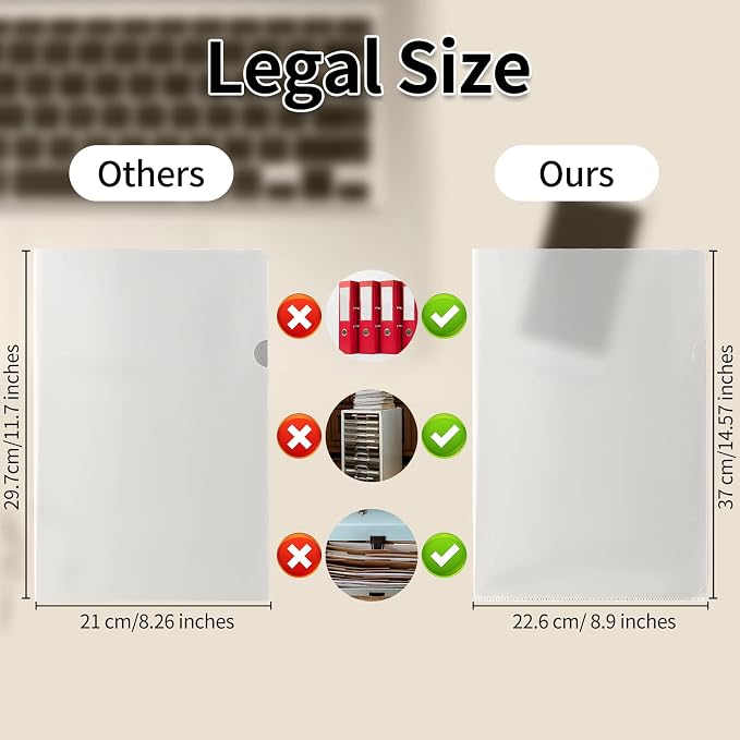 12 Packs Legal Size Clear Project Pocket Sleeves 9”x14.5”L-Type Plastic Folders Project Poly Document Sleeves Project Jacket Sleeves for Home School Office (12)