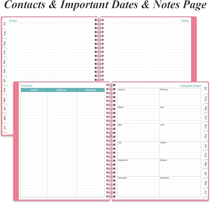 2026-2027 Planner - Planner 2026-2027 from July 2026 to June 2027 with 12 Monthly Tabs, Flexible Cover, Inner Pocket, 8.5" x 11", Pink-B