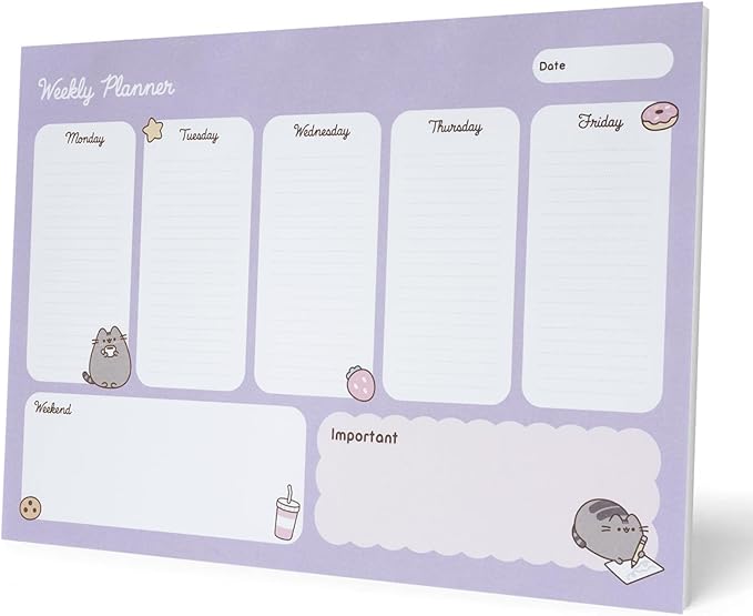 To Do List Notepad Pusheen Calendar A4 | Daily, Weekly Planner | ADHD Planner Pad | 54 Tear-Off Sheets 90 gsm | Pusheen Stationery | Improve Productivity | Task Planner