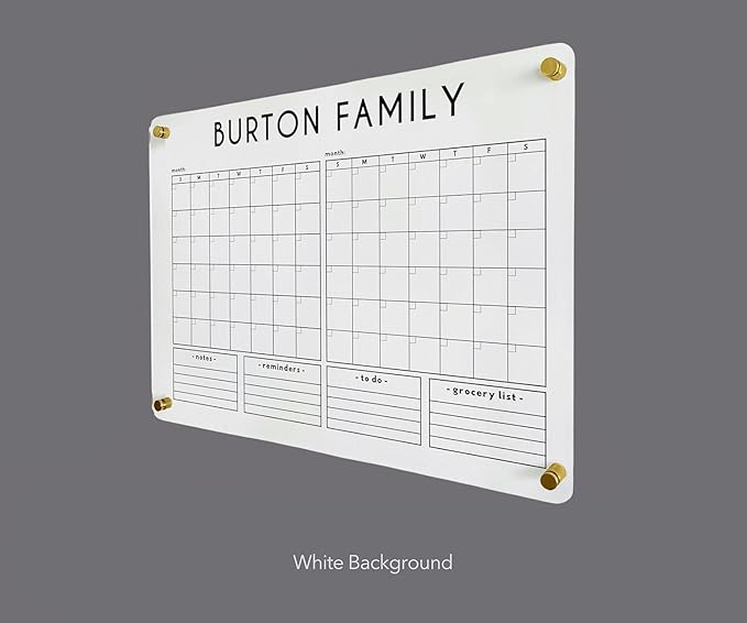 Personalized Acrylic Wall Calendar 2026 – Custom Black Dry Erase Planner, Monthly and Weekly Schedule Organizer, Horizontal To Do List, Housewarming Gift