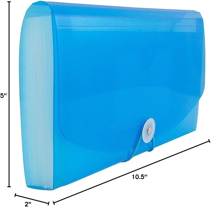 JAM PAPER Accordion Folders - 13 Pocket Plastic Expanding File - Check Size - 5 x 10 1/2 - Blue - Sold Individually
