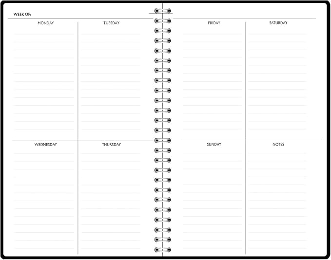House of Doolittle Non-Dated Monthly & Weekly Planner Calendar - Spiral Bound Organizer - 7 x 11 Inches - Black & White Floral Design