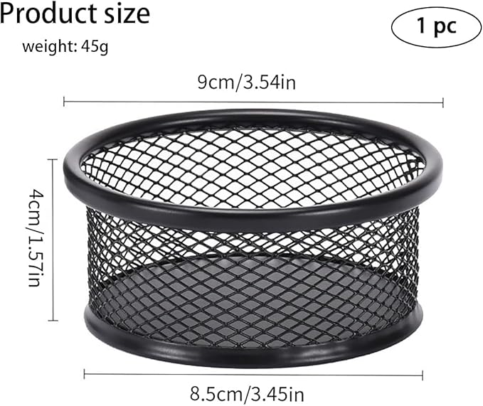 Black Metal Mesh Desk Organizer - Multi-Purpose Clip Holder for Office and School Supplies, Paperclip/Binder Clip Dispenser with Non-Slip Base (Home Office, Classroom, Study Desk Accessories)