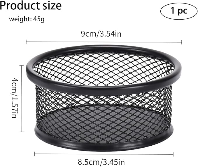 Black Metal Mesh Desk Organizer - Multi-Purpose Clip Holder for Office and School Supplies, Paperclip/Binder Clip Dispenser with Non-Slip Base (Home Office, Classroom, Study Desk Accessories)