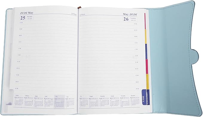 OSALADI 2026 Daily Organizer Notebook Year Planner Calendar Notebook Minimalist Light Blue for Professionals Students Office Use