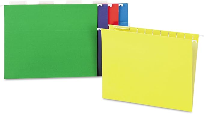 Universal 14121 Hanging File Folders, 1/5 Tab, 11 Point, Letter, Assorted Colors, 25/Box