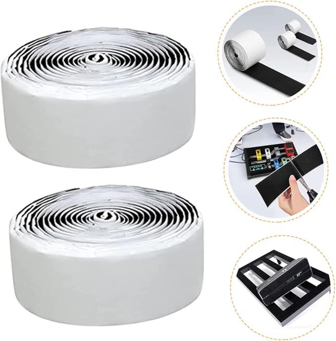 2rolls Electric Guitar Pedal Mounting Tape Hook and Loop Fasteners Durable Grip for Secure Pedal Board Setup for Guitarists and Musicians