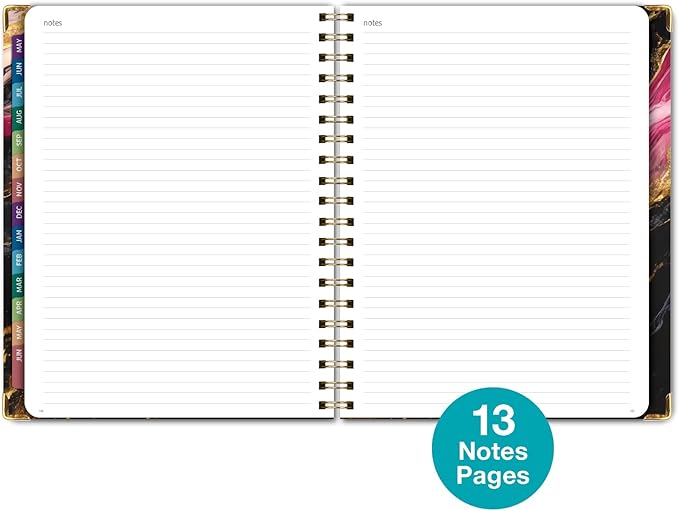 HARDCOVER Academic Year 2026-2027 Planner: 14 Months (May 2026 Through June 2027) 8.5"x 11" Daily Weekly Monthly Planner Yearly Agenda. Bookmark, Pocket Folder and Sticky Note Set (Dark Gold Marble)
