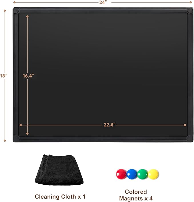 SELEAD Magnetic Chalkboard 24 x 18 Inches - Black Aluminum Frame Chalk Board Words Sign Wall Decor Plaque for Business, Menu, School, Office - Magnet Bulletin Display Board Pizarra