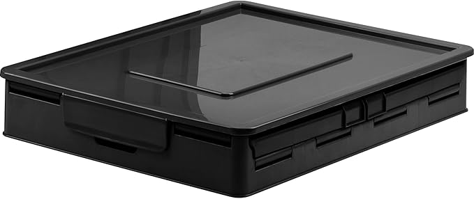 Storex Collapsible Crate with Lid, 9-1/2 Gallon, Black