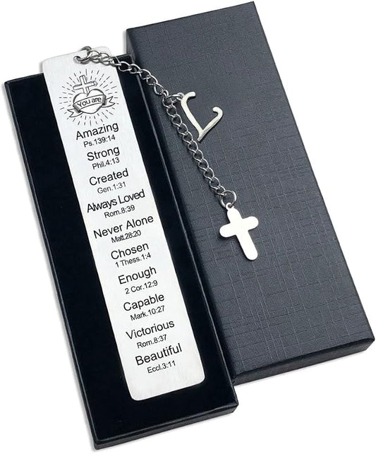 Bible Bookmark for Women Book Lovers Sister Christian Book Marker Gifts for Reader Teens Girls Baptism Birthday Christmas Gift for Coworker Students Bookish Easter Gifts (Silver-L)