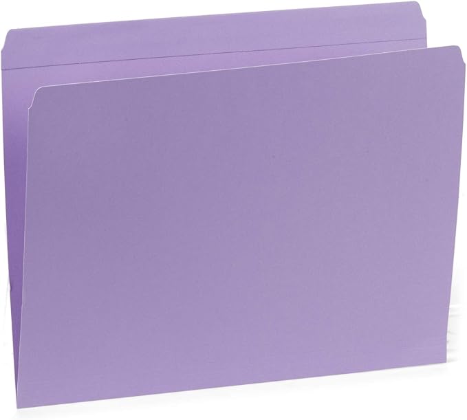 Blue Summit Supplies 100 Straight Cut File Folders, Ocean Tones, Letter Size, Assorted Blue, Green, and Purple Color File Folders, Single Tab, 100 Pack