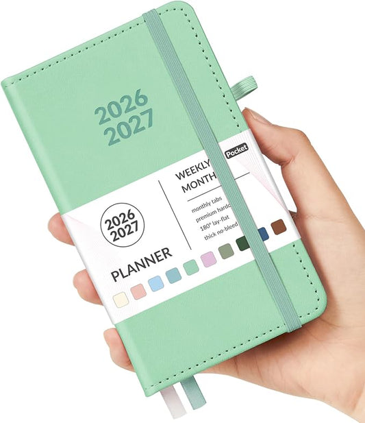 Forvencer Pocket Planner 2026-2027, Weekly Monthly Planners for Purse, 3.5" x 6", July 2026-June 2027, Cute Small Daily Academic Calendar, Elastic Band, Hardcover Agenda for Women, Teacher