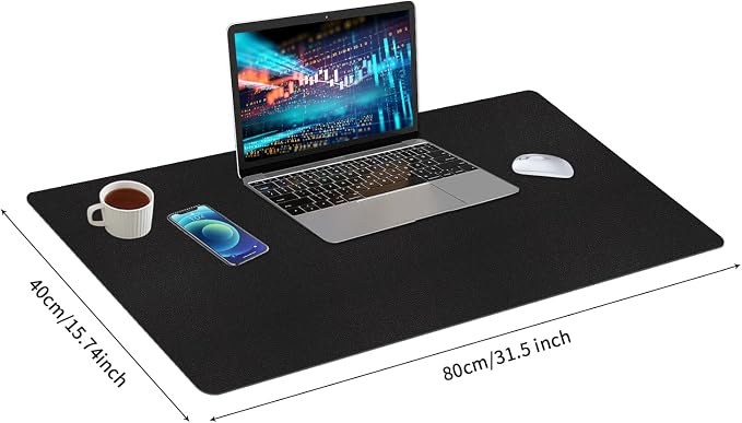 Bloss Black Desk Mat, Leather Desk Pad, Desk Matt for Desktop, Waterproof Desk Pad Mat, Computer Mat for Office Work/Home/Decor/Desk Protector/Cover(31.5 x 15.7 Inches)