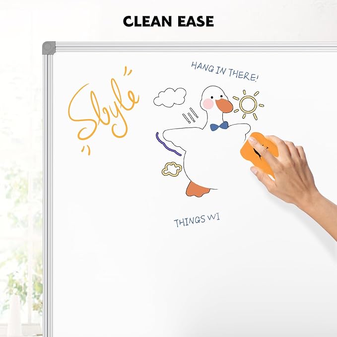 Lockways Large Magnetic 60" x 40" Dry Erase Board, Foldable Wall Mounted Whiteboard| White Board with Pen Tray for Business,Team,Home Office,Home Education
