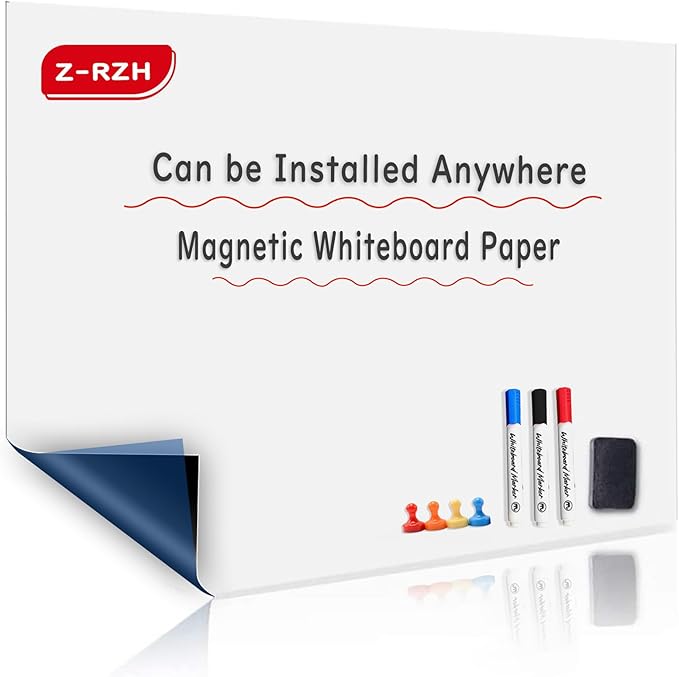 Magnetic Dry Erase Board Paper，16" x 24"Self-Adhesive Whiteboard for Walls， Ideal for Office, Home and School, Perfect for Bulletin, to-Do Lists and Kids' Graffiti Wall
