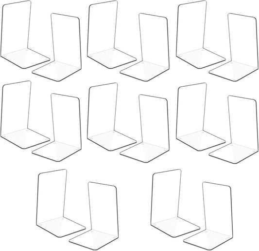 Adwikoso Clear Acrylic Book Ends, 16 Pcs Bookends for Shelves, Non-Slip Book Holder Stand, Decorative Book Stoppers for Heavy Duty Books Office Desktop Organizer