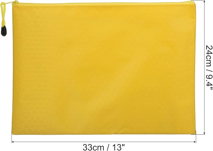PATIKIL Waterproof Zipper File Bags, 10 Pack A4 Size Document Pocket Storage Organizer Pouch for Travel Office Supply, Yellow