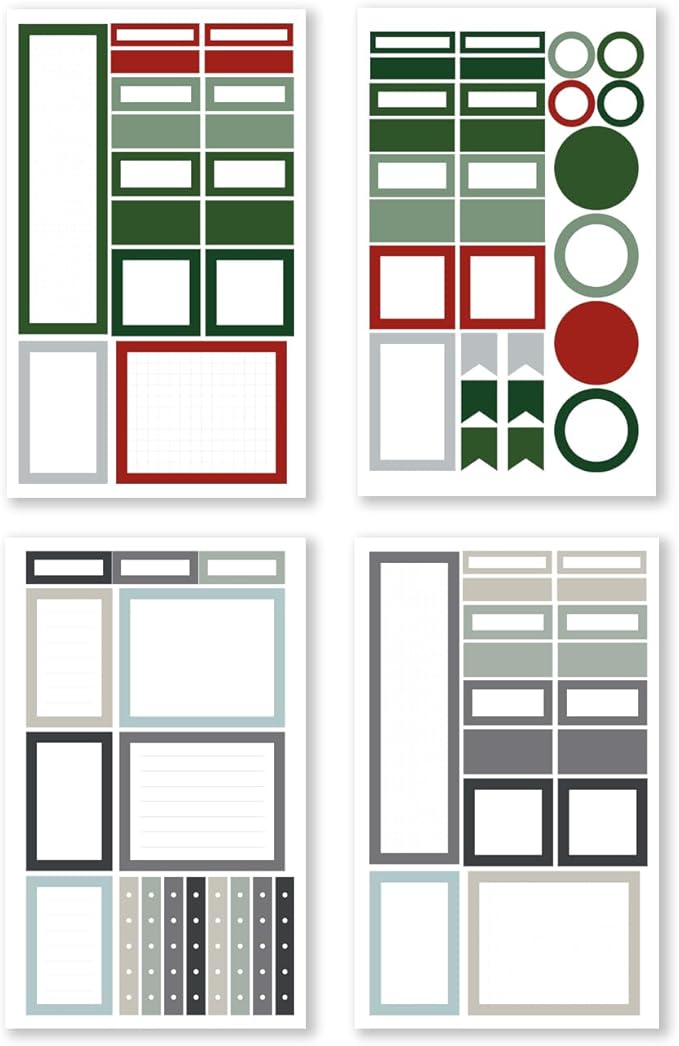 Rongrong Planner Stickers Book Fall Winter Functional Box Theme for Calendars, Journals Elevate Your Planner's Functionality Scrapbook Accessories 24 Pages