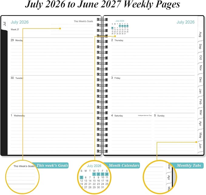 2026-2027 Appointment Book & Planner - Hourly Planner from July 2026 - June 2026, Weekly Appointment Book 2026-2027 with 30-Minute Interval, 6.4" x 8.5", Black