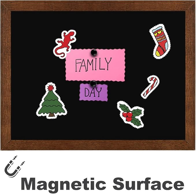 TORASO Chalkboard, Wood Frame Magnetic Chalkboard Sign, Walnut Wood Framed Chalk Board for Wedding, Kitchen, Bar, Restaurant, Menu & Home Decor, Hanging Chalkboards, 11.8" x 15.7"(BN-3040)