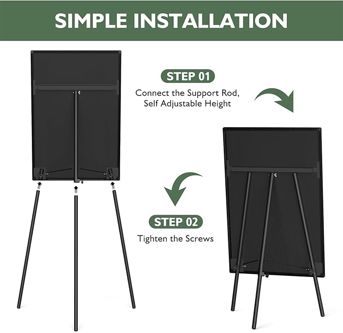 Magnetic Whiteboard Easel Stand, Dry Erase 36 x 24 White Board with Height Adjustable Tripod Stand, 3' x 2' Flipchart Easel Stand Presentation Board with Black Frame, 6 Magnets, 1 Eraser, 2 Pens