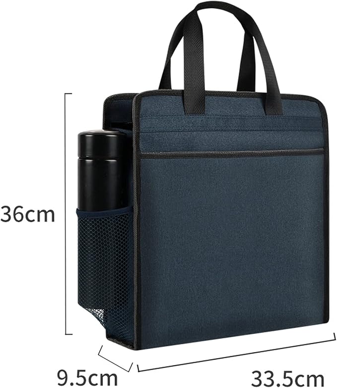 Portable Business Briefcase Zipper Bag Waterproof Durable A4 File Folder Bag Lightweight Carrying Case Handbag File Storage Organizer Holder for Office Meetings Travel