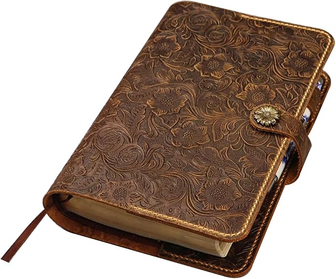 Embossing KJV Holy Bible cover, Custom leather holy bible book case cover for women, christian gifts for women V02-LBC09C