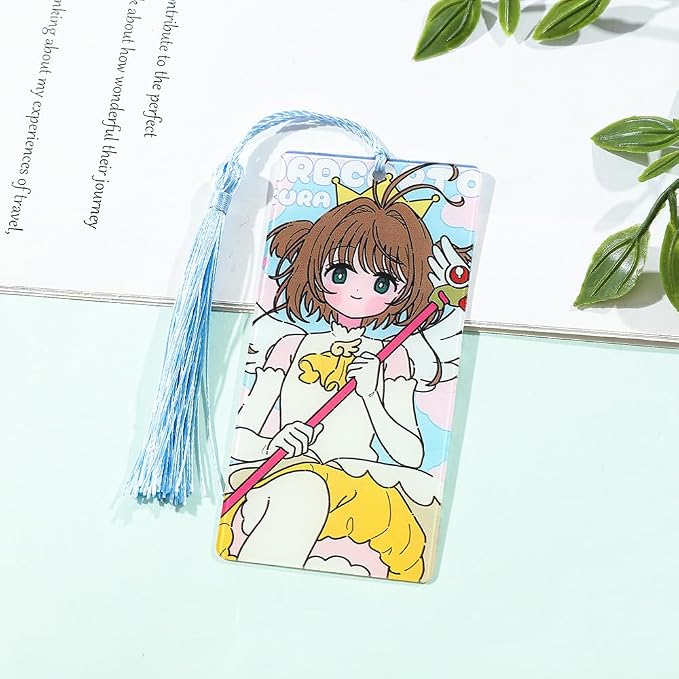 Anime Magic Cards Captor Sakura Bookmarks Set - Sweet Cartoon Cute Book Marks for Reading Women Men Anime Fans, Book Accessories Collection Decor Hangings Gifts (Acrylic Style 10)