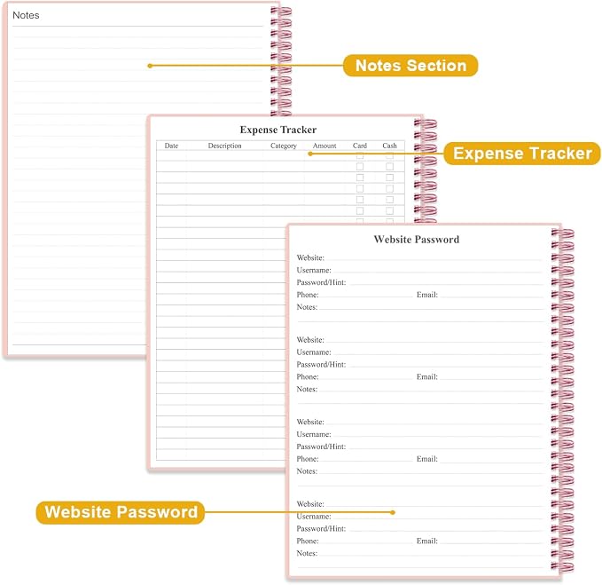 Monthly Planner 2026-2027 – Monthly Calendar from July 2026 to December 2027, 18 Month Planner with Spiral Binding, Inner Pocket, Elastic Closure, 8.5" x 11", Pink