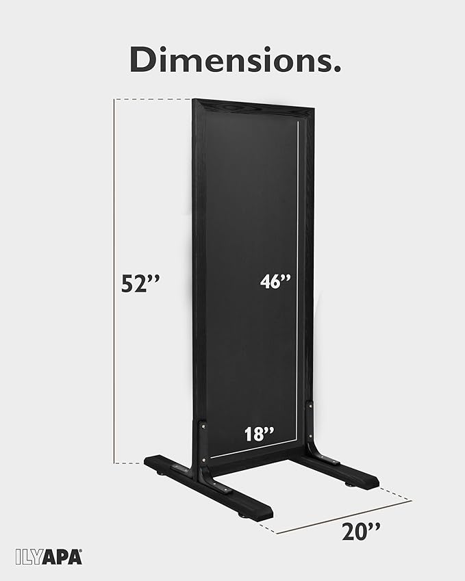 Ilyapa Large Chalk Board Sign - Free Standing Sidewalk Easel - Outdoor Menu for Restaurant, Food Truck, Party, or Wedding - 52x20 Inch - Black